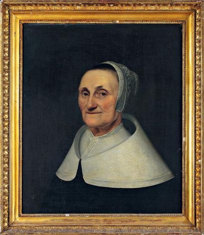 École hollandaise XVIIIIème siècle Femme à la dentelle blanche Huile sur toile 61...
