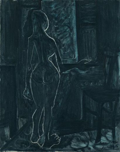 Javier VILATO (1921-2000) La chambre, la nuit, 1956 Huile sur toile Dédicacée et...