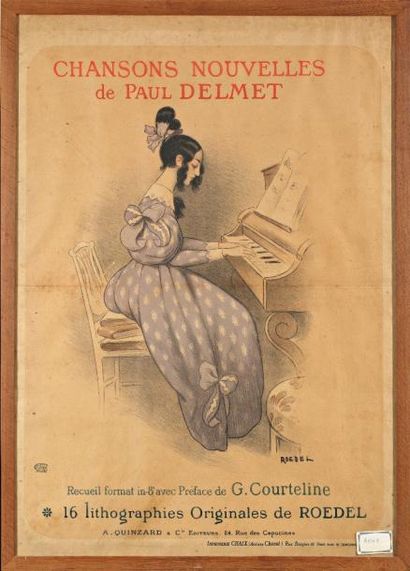 ROEDEL (1859-1900) Chansons nouvelles de Paul Delmet Lithographie Signée dans la...