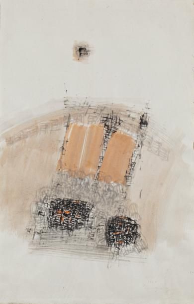 CHINN Yuen Yuey (né en 1922) Composition abstraite, 1963 Gouache et encre sur papier...