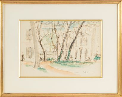 null André DIGNIMONT (1891-1965)
La place
Aquarelle
Signé en bas à droite
23 x 33...