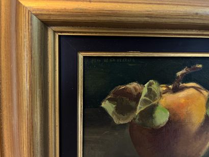null 20th century FRENCH school
Still life with fruit and knife
Oil on canvas
Illegible...