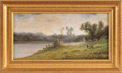 null Charles Antoine LENGLET (1791-1855)
At the edge of the river
Oil on panel
Signed...