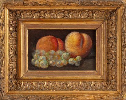 null 20th century FRENCH school
Still life with peaches and white grapes
Oil on panel
Wood...