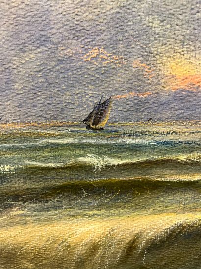 null FRENCH school of the beginning of the 20th century
Seaside eﬀets of waves
Pastel
Illegible...