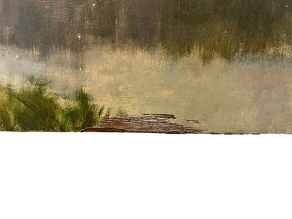 null Attributed to Octave GUENARD (1845 ?)
River bank with a fisherman
Oil on mahogany...
