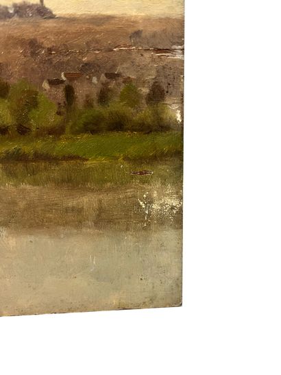 null Attribué à Octave GUENARD (1845 ?)
Bord de rivière avec un pêcheur
Huile sur...