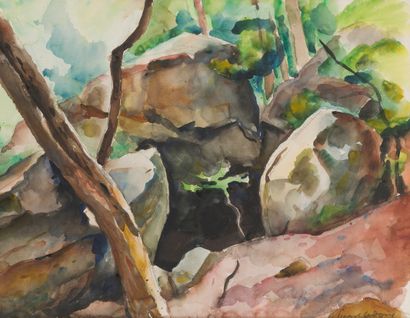 null Charles PICART LE DOUX (1881-1959)
Rocks, Fontainebleau, 1935
Watercolor on...