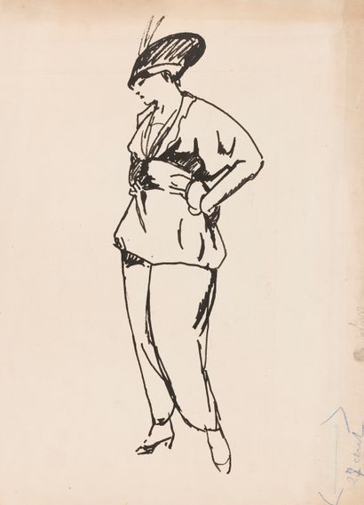 null Charles PICART LE DOUX (1881-1959)
La garçonne, 1910
Encre et aquarelle
Monogrammé...