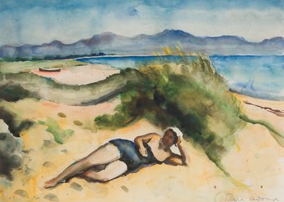 null Charles PICART LE DOUX (1881-1959)
Plage
Aquarelle sur papier
Signé en bas à...