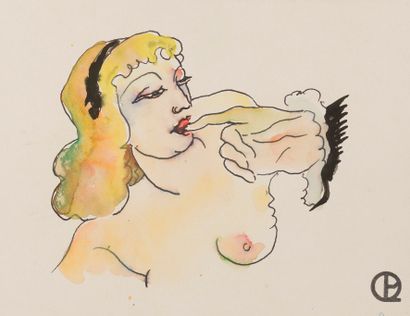 null Charles PICART LE DOUX (1881-1959)
Suite de onze encres et aquarelles érotiques....