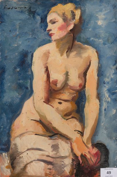 null Charles PICART LE DOUX (1881-1959)
Nude with blue background, 1946
Oil on panel...