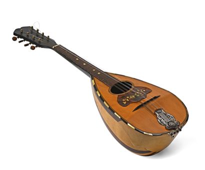 Neapolitan mandolin in inlaid wood, molded,...