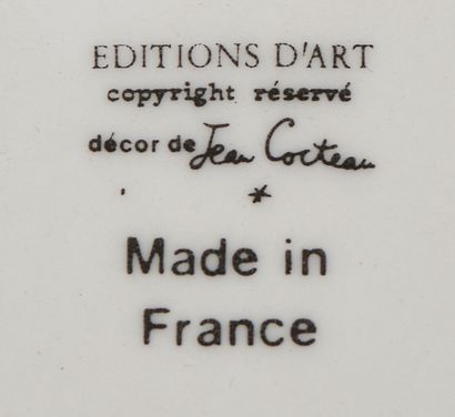null D'après Jean COCTEAU (1889-1963)
Deux assiettes en porcelaine des Editions d'Art...