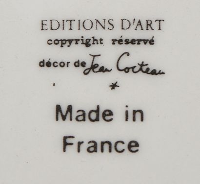 null After Jean COCTEAU (1889-1963)
Two porcelain plates of the Editions d'Art 
Diam....