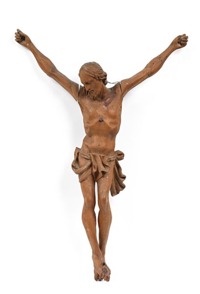 null Christ en bois sculpté et patiné
(Petits accidents et manques)
XXe siècle
H....