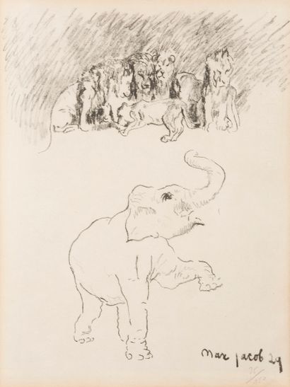 Max JACOB (1876-1944)
Elephant
Black lithograph
Signed...