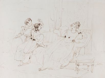 Eugène DEVERIA (1808-1865)
Au Salon
Plume
Signé...
