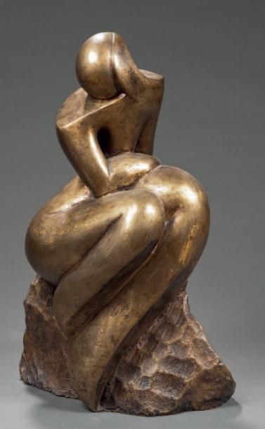 GUY COMPAORE (NÉ EN 1953) Nu Burkinabé Sculpture en bronze patiné, signée et datée...