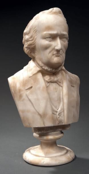 AIMÉ MOROT (XIXÈME SIÈCLE) Portrait de Richard Wagner Sculpture en marbre blanc sur...