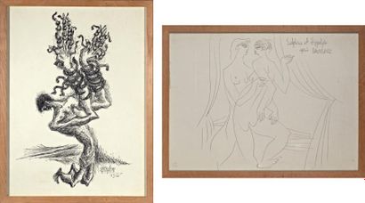 AHMED NAQUI SYED SADEQUAIN (1937-1987) Composition double face: Composition surréaliste...