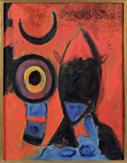 YVES ELLEOUËT ( 1932 -1975) Portrait de Taliesin Huile sur toile, 65 x 50 cm Provenance:...