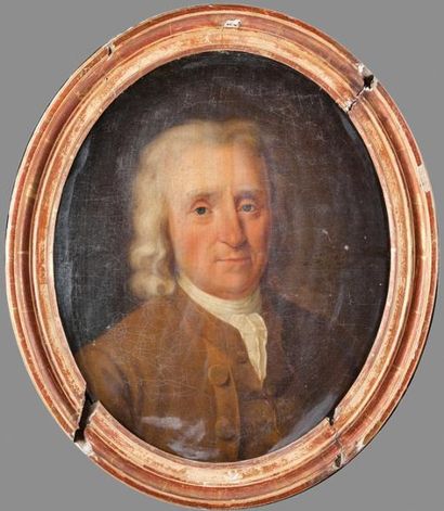 JOHN RUSSELL (1745-1806) Portrait d'un homme de qualité au jabot blanc huile sur...