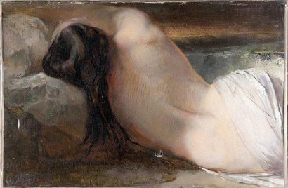 ECOLE FRANCAISE XIXÈME SIECLE DANS LE GOUT DE GUSTAVE COURBET (1819-1877) «La naufragée»...