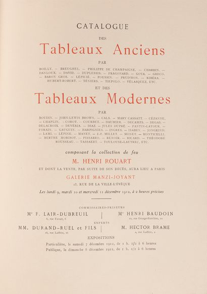 null COLLECTION HENRI ROUART
Tableaux anciens et modernes
Paris, Louis Dubreuil,...