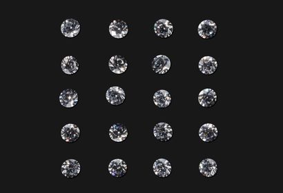 null Ensemble de 20 diamants de taille brillant, d'origine naturelle et de pays sans...