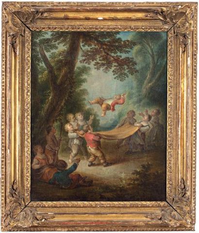 FRANÇOIS EISEN (1695-1780) La récréation des enfants, 1771 Huile sur panneau, signée...