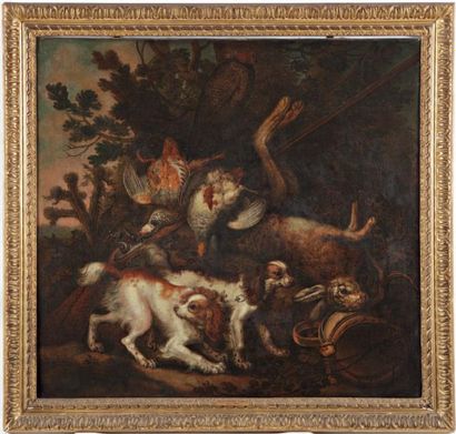 ATTRIBUÉ À ADRIAEN DE GRYEFF (1657- VERS 1715) Nature morte de gibier, faucon et...
