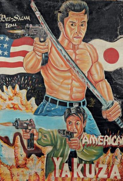 NIGERIA - VERS 1970 American Yakuza Huile sur toile. 160 x 111 cm