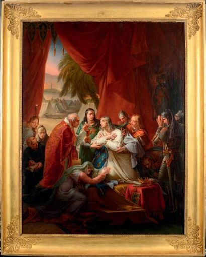 Armand Laroche (1826-1903) La dernière communion de Saint-Louis Huile sur toile....