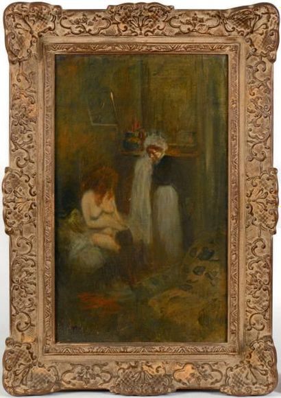 Jean-Louis FORAIN (1852-1931) La camériste Huile sur toile. Monogrammé en bas à gauche...
