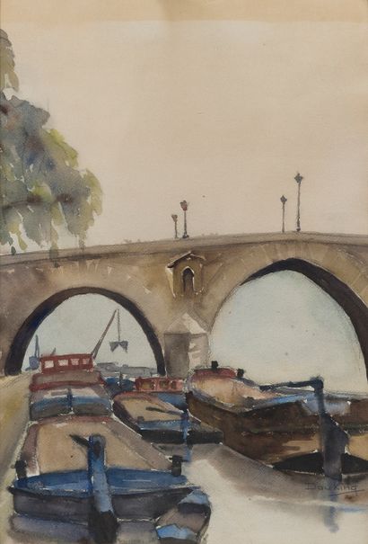 null Georges DOUKING (1902-1987)

Pont de Paris

Aquarelle sur papier. Signé en bas...