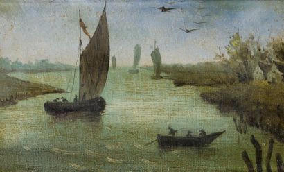 null Dans le gout de Auguste GICQUEAU (1858- ?)

Bateaux de pêche en rivière

Paire...