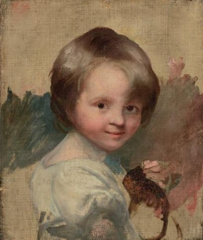 ECOLE ANGLAISE, vers 1800 Portrait d'enfant Huile sur toile. 42,3 x 36 cm