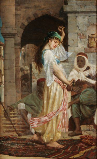 Antoine VIERLING (1842-1917) "La danseuse" Huile sur toile, signé en bas à droite....