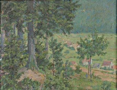Martin BRANDENBURG (1870-1919) "Paysage" Huile sur toile, cachet de l'atelier au...