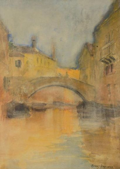ALFREDO RAMOS-MARTINEZ (1872-1946) Canal à Venise Aquarelle. Signé et daté 1902 en...