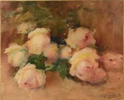 ALFREDO RAMOS-MARTINEZ (1872-1946) Bouquet de roses Aquarelle sur papier. Signé en...