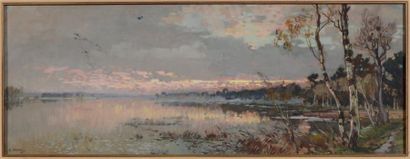 Alexandre NOZAL (1852-1929) Les étangs de Saint Quentin (Seine et Oise) Gouache Signé...
