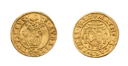 SALZBOURG Ducat d'or. 1527. 3,50 g. Armoiries avec le chapeau de cardinal. Dessous:...