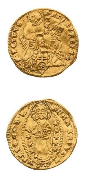VATICAN Sénat Romain (1350-1439) Ducat or. s.d. 3,48 g. Saint Pierre tenant la bannière...