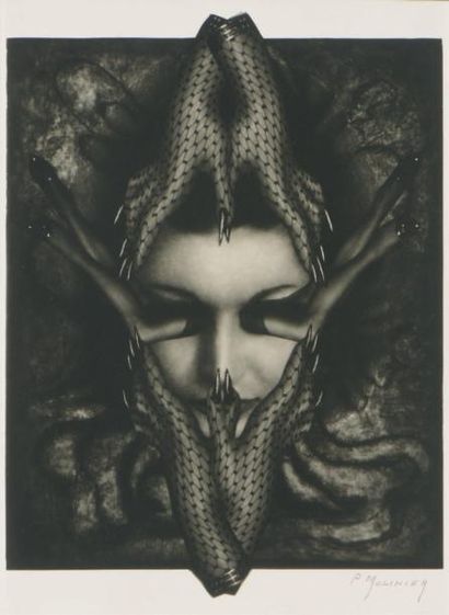 PIERRE MOLINIER (1900-1976) Photo-montage pour «Le Chaman et ses créatures», 1970...