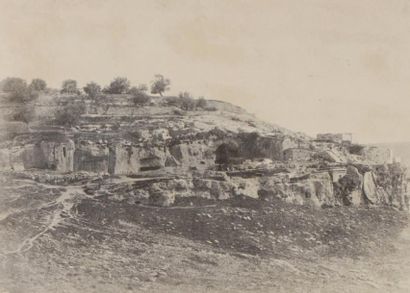 AUGUSTE SALZMANN (1824-1876) Jérusalem, village de Siloam, monolithe de format egyptienne,...
