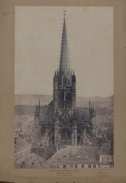 BARTHELEMY Projets de flêche pour l'Eglise Saint Maclou, Rouen, 1er mars, 1865 et...