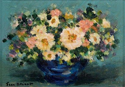 Jean BRÉANT (1922-1984) Bouquet de fleurs Huile sur panneau. Signé en bas à gauche...