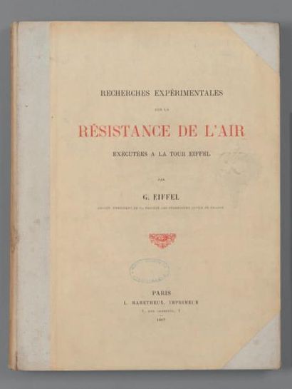 Gustave EIFFEL Recherches expérimentales sur la résistance de l'air exécutées à la...